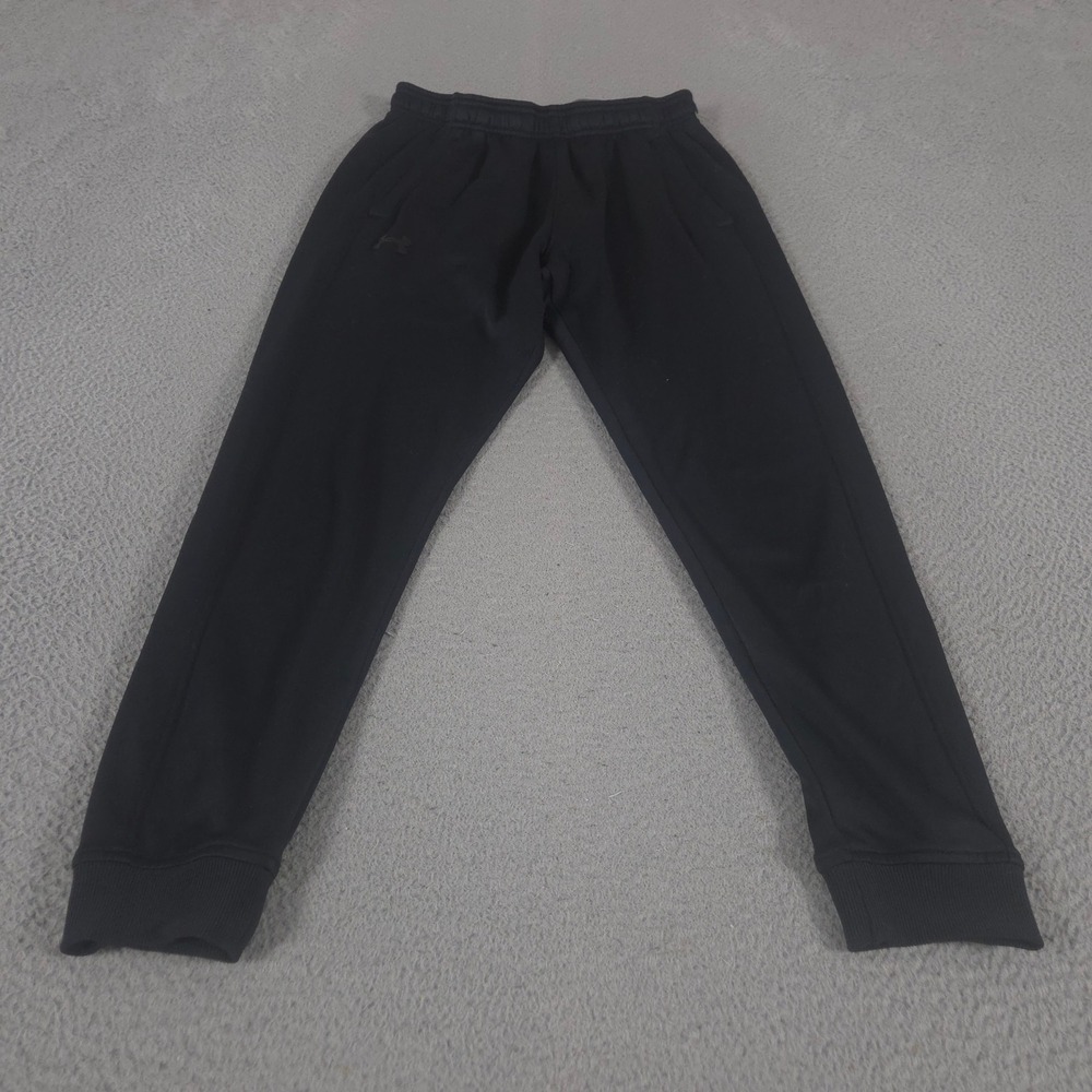 Under Armour Sweatpants Mens Medium Black Essential Fleece Joggers Tapered Leg